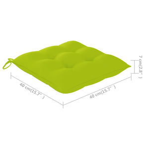 Καρέκλες Κήπου 2 τεμ. Μασίφ Ξύλο Teak με Φωτ. Πράσινα Μαξιλάρια - PAKOBAZAAR