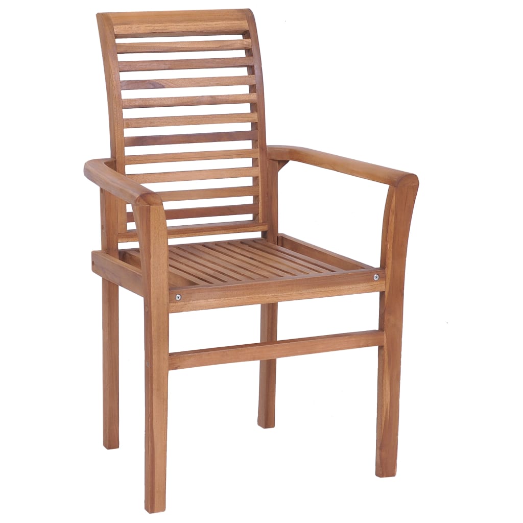 Καρέκλες Τραπεζαρίας 2 τεμ. Ξύλο Teak & Μαξιλάρια Σχέδιο Φύλλων