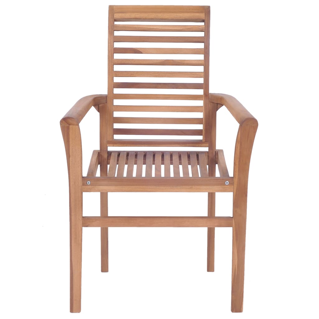 Καρέκλες Τραπεζαρίας 2 τεμ. Ξύλο Teak & Μαξιλάρια Σχέδιο Φύλλων