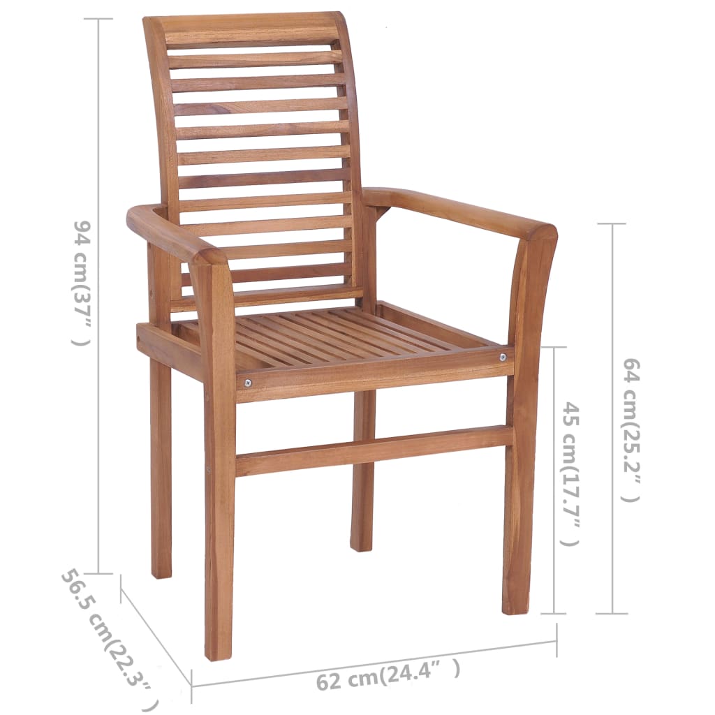 Καρέκλες Τραπεζαρίας 2 τεμ. Ξύλο Teak & Φωτ. Πράσινα Μαξιλάρια