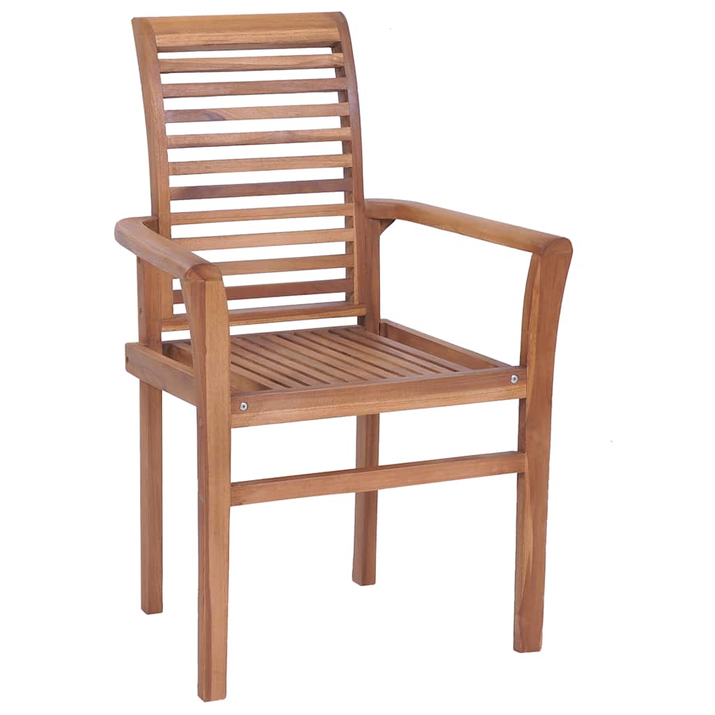 Καρέκλες Τραπεζαρίας 4 τεμ. Μασίφ Ξύλο Teak με Μαύρα Μαξιλάρια