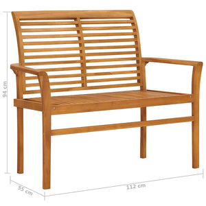 Παγκάκι Κήπου 112 εκ. Μασίφ Ξύλο Teak & Μαξιλάρι Σχέδιο Φύλλων - Pakobazaar