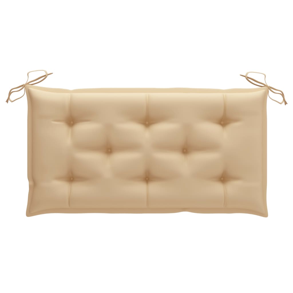 Παγκάκι Κήπου 112 εκ. από Μασίφ Ξύλο Teak με Μπεζ Μαξιλάρι - PAKOBAZAAR