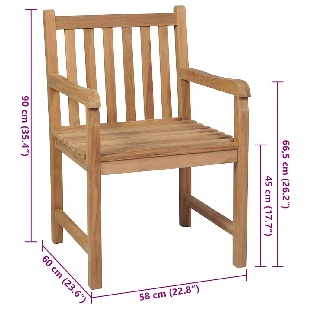 Καρέκλες Κήπου 2 τεμ. από Μασίφ Ξύλο Teak με Ανθρακί Μαξιλάρια - PAKOBAZAAR