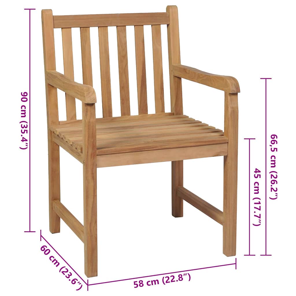 Καρέκλες Κήπου 2 τεμ. από Μασίφ Ξύλο Teak με Μαύρα Μαξιλάρια - PAKOBAZAAR