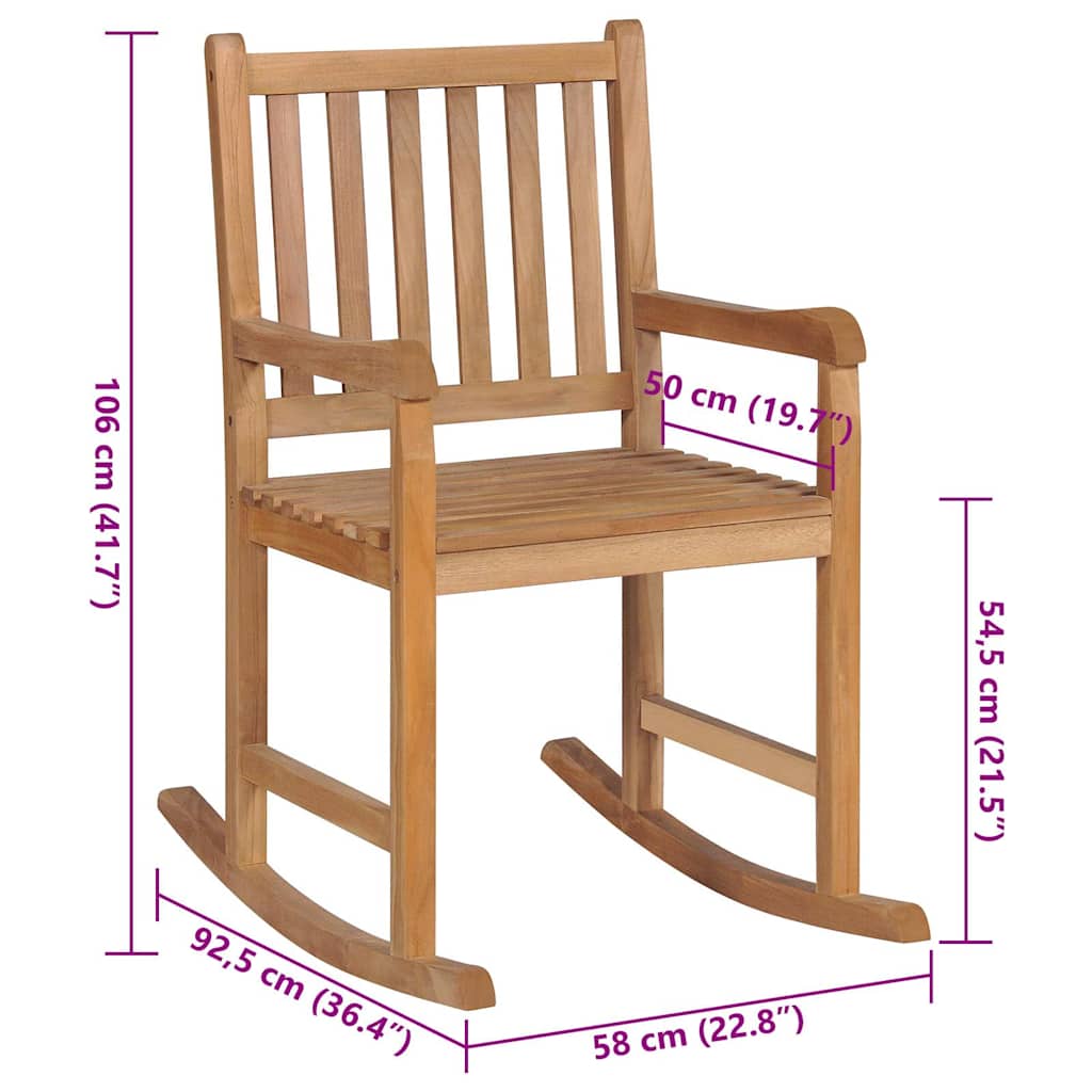 Πολυθρόνα Κουνιστή από Μασίφ Ξύλο Teak με Μπεζ Μαξιλάρι - PAKOBAZAAR