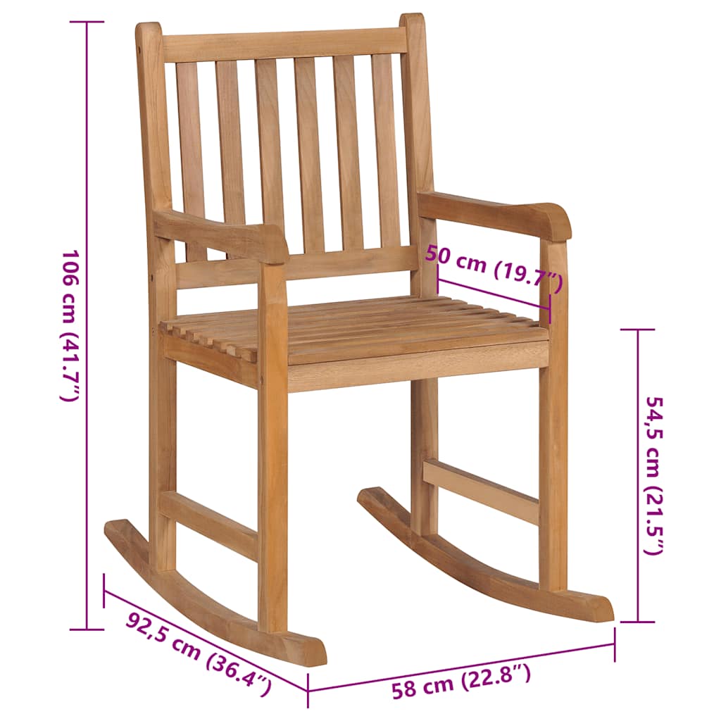 Πολυθρόνα Κουνιστή από Μασίφ Ξύλο Teak με Taupe Μαξιλάρι - PAKOBAZAAR