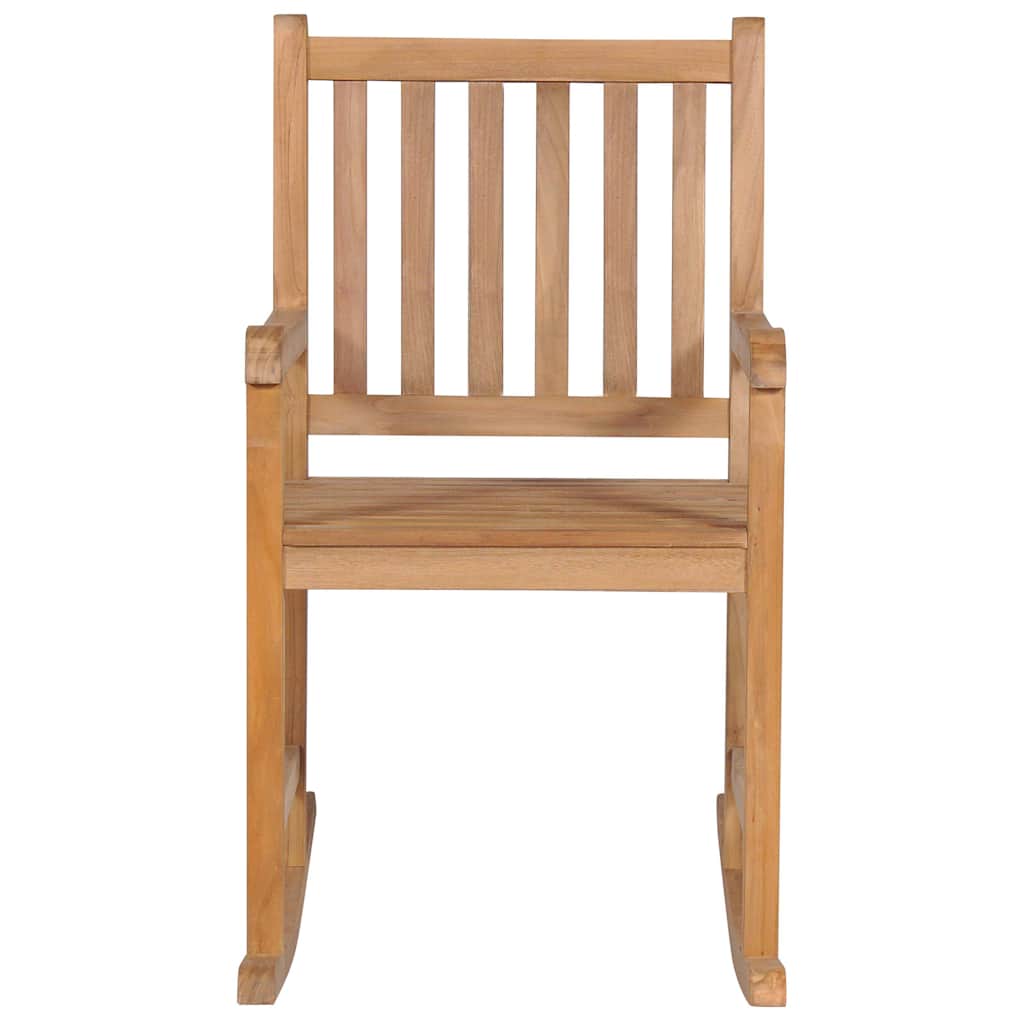 Πολυθρόνα Κουνιστή Μασίφ Ξύλο Teak & Μαξιλάρι με Σχέδιο Φύλλα