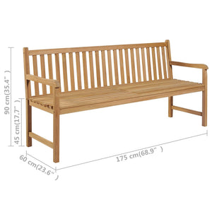 Παγκάκι Κήπου 175εκ. Μασίφ Ξύλο Teak & Φωτεινό Πράσινο Μαξιλάρι
