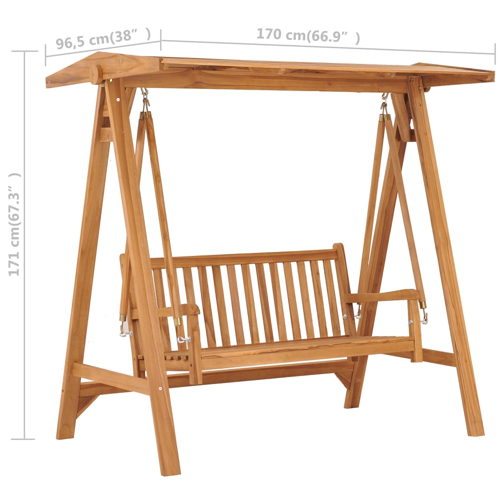 Παγκάκι Κούνια 170 εκ. Μασίφ Ξύλο Teak & Φωτ. Πράσινο Μαξιλάρι - Pakobazaar