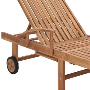 Ξαπλώστρα από Μασίφ Ξύλο Teak με Taupe Μαξιλάρι - PAKOBAZAAR