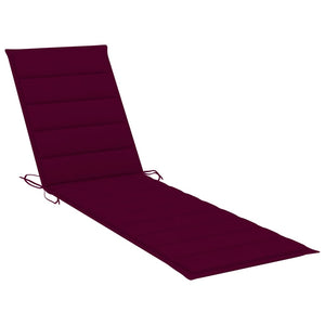 Ξαπλώστρα από Μασίφ Ξύλο Teak με Μπορντώ Μαξιλάρι - PAKOBAZAAR