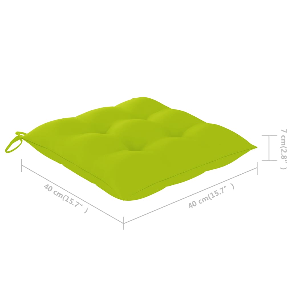 Σετ Mπιστρό 3 τεμ. Μασίφ Ξύλο Teak με Ανοιχτά Πράσινα Μαξιλάρια