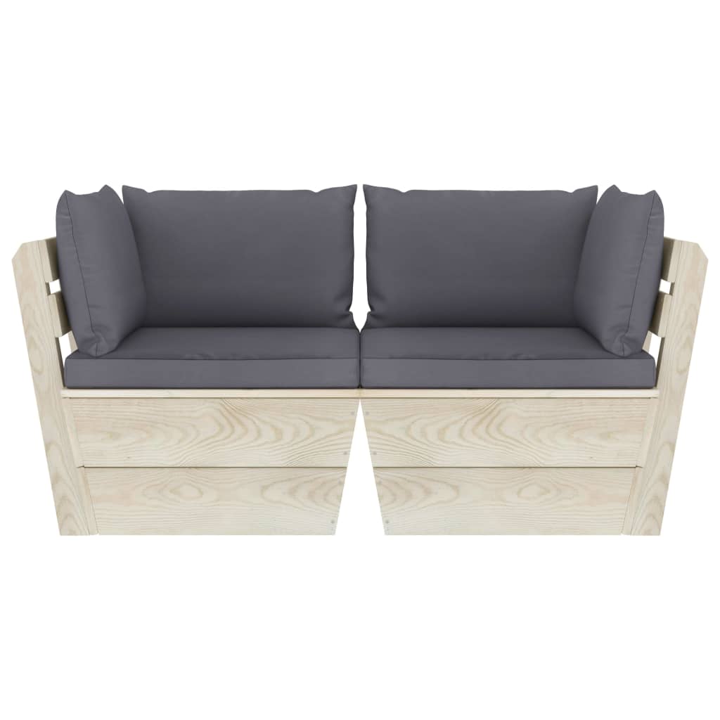 Καναπές Κήπου Παλέτας Διθέσιος Ξύλο Ερυθρελάτης με Μαξιλάρια - PAKOBAZAAR