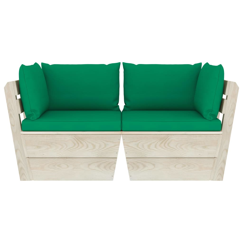 Καναπές Κήπου Παλέτας Διθέσιος Ξύλο Ερυθρελάτης με Μαξιλάρια - PAKOBAZAAR