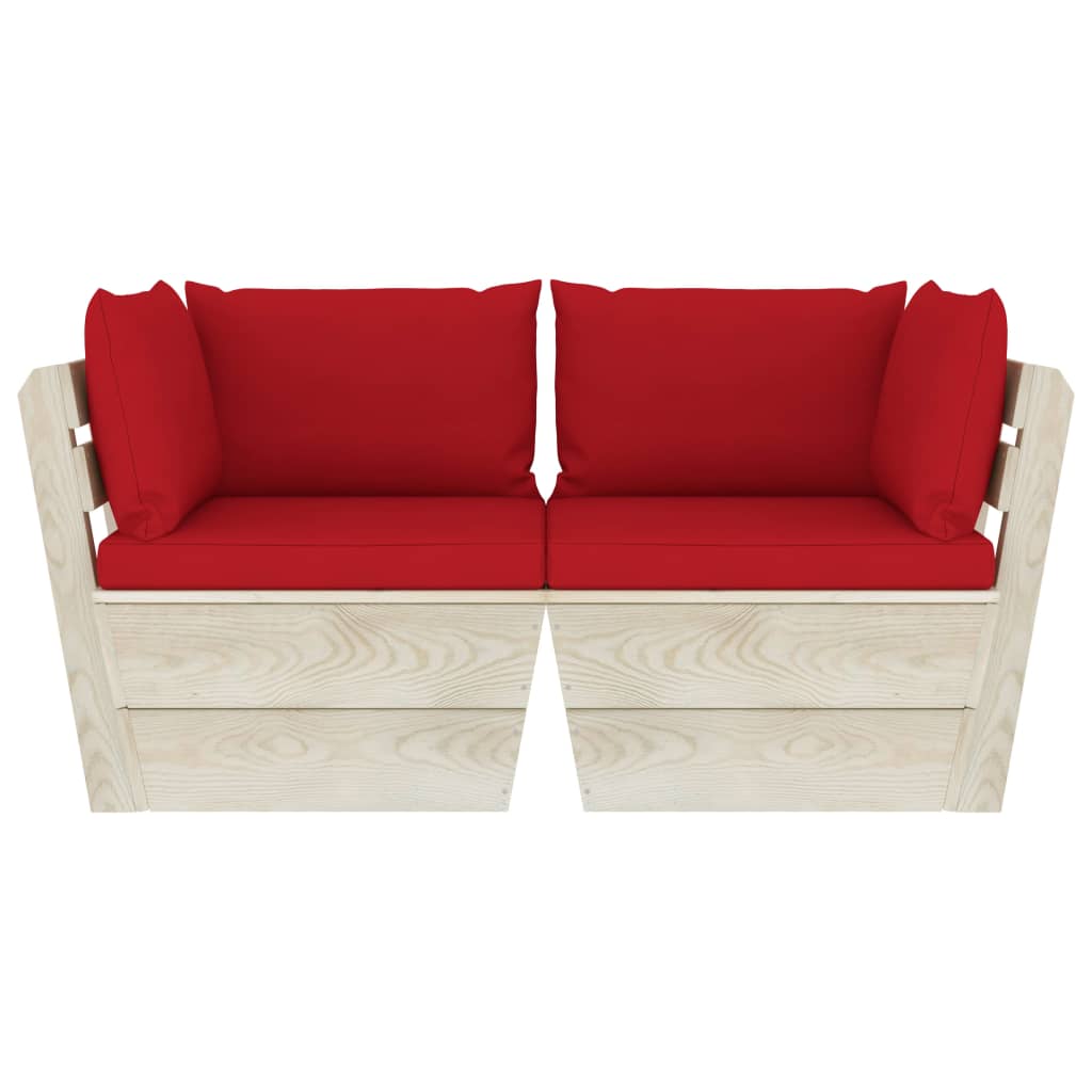 Καναπές Κήπου Παλέτας Διθέσιος Ξύλο Ερυθρελάτης με Μαξιλάρια - PAKOBAZAAR