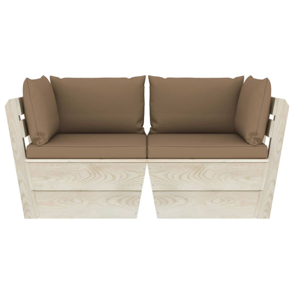 Καναπές Κήπου Παλέτας Διθέσιος Ξύλο Ερυθρελάτης με Μαξιλάρια - PAKOBAZAAR