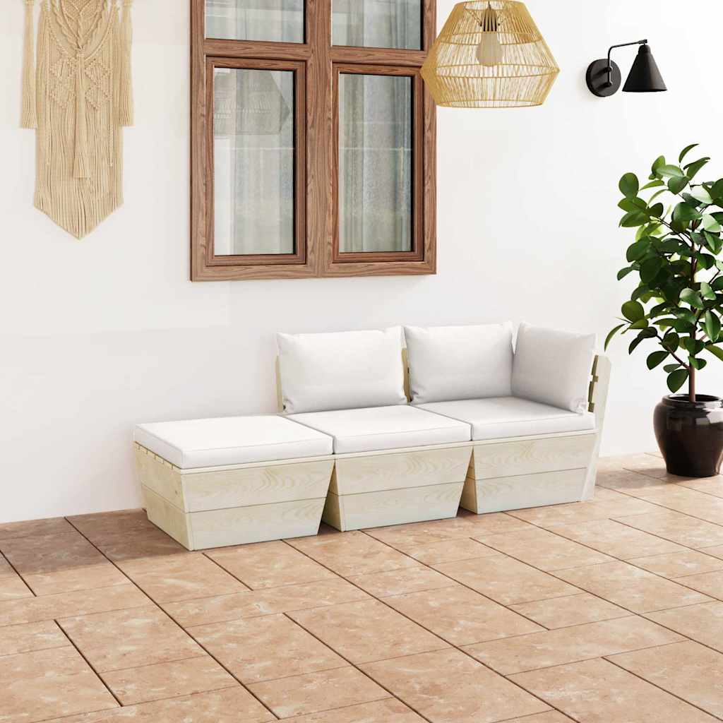 Σαλόνι Κήπου από Παλέτες 3 τεμ. Ξύλο Ερυθρελάτης με Μαξιλάρια - Pakobazaar