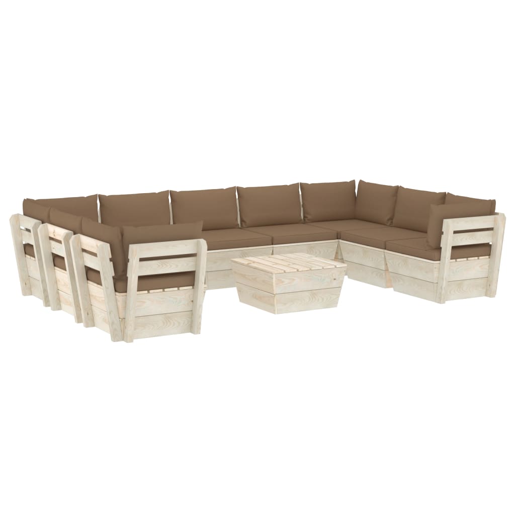 Σαλόνι Κήπου από Παλέτες 10 τεμ. Ξύλο Ερυθρελάτης με Μαξιλάρια