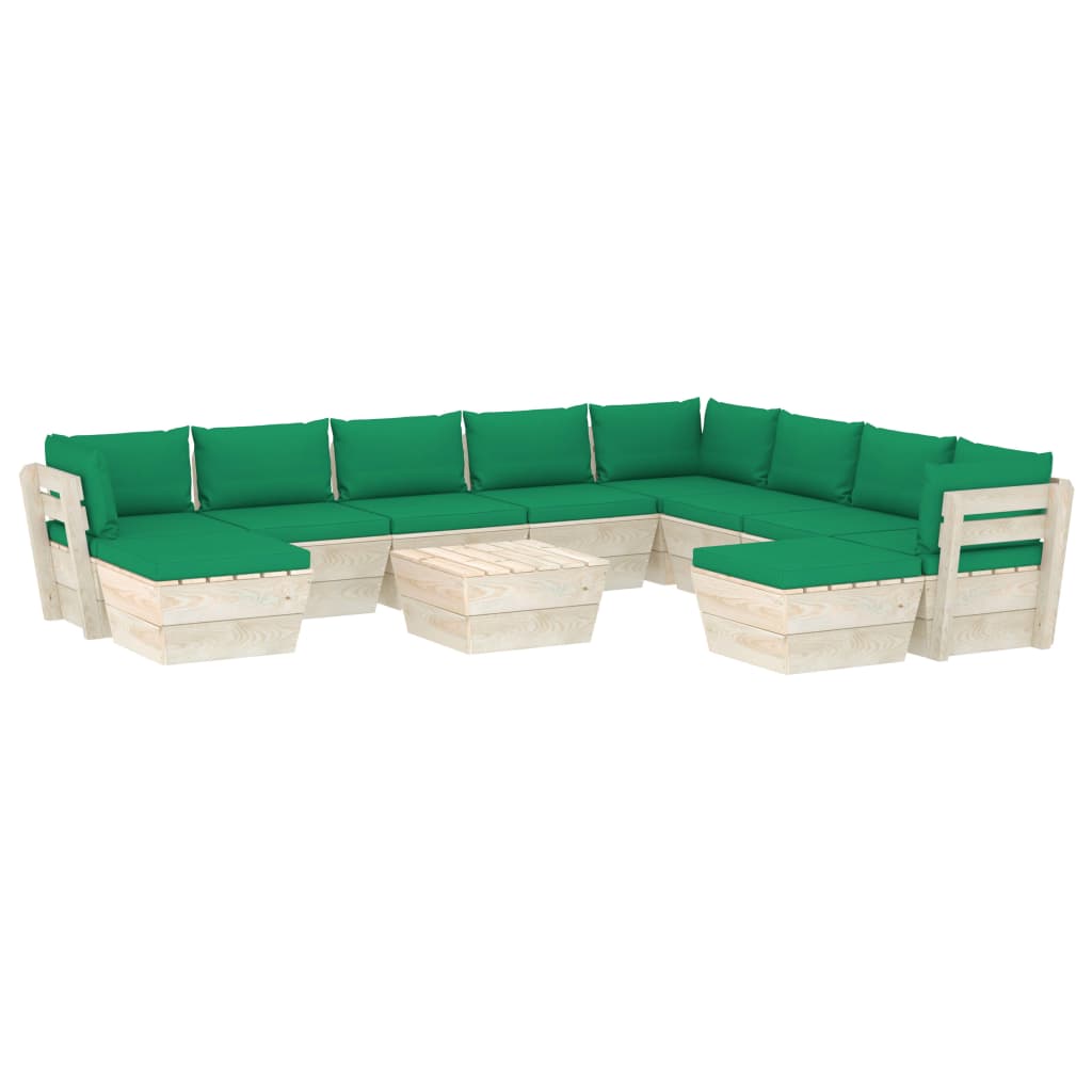 Σαλόνι Κήπου από Παλέτες 11 τεμ. Ξύλο Ερυθρελάτης με Μαξιλάρια - Pakobazaar