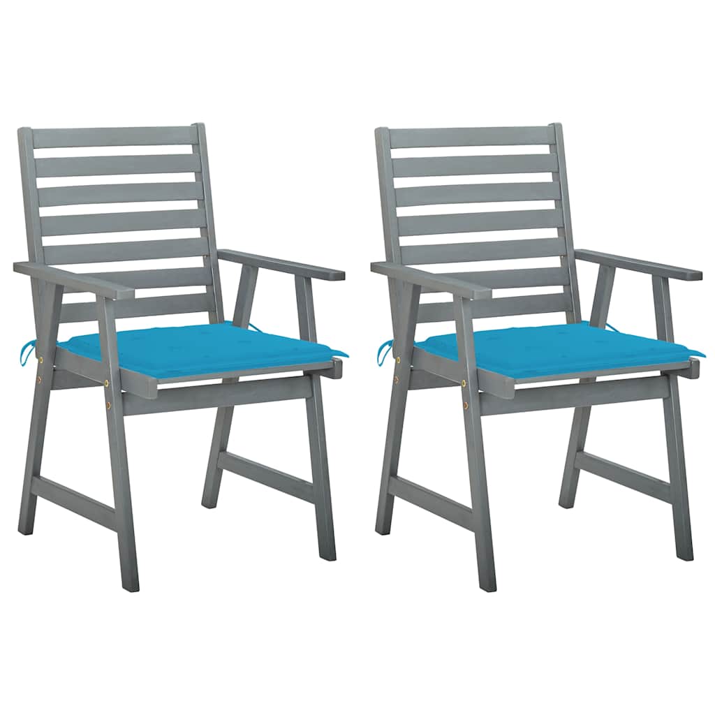 Καρέκλες Εξ. Χώρου 2 τεμ. Μασίφ Ξύλο Ακακίας με Μαξιλάρια - Pakobazaar