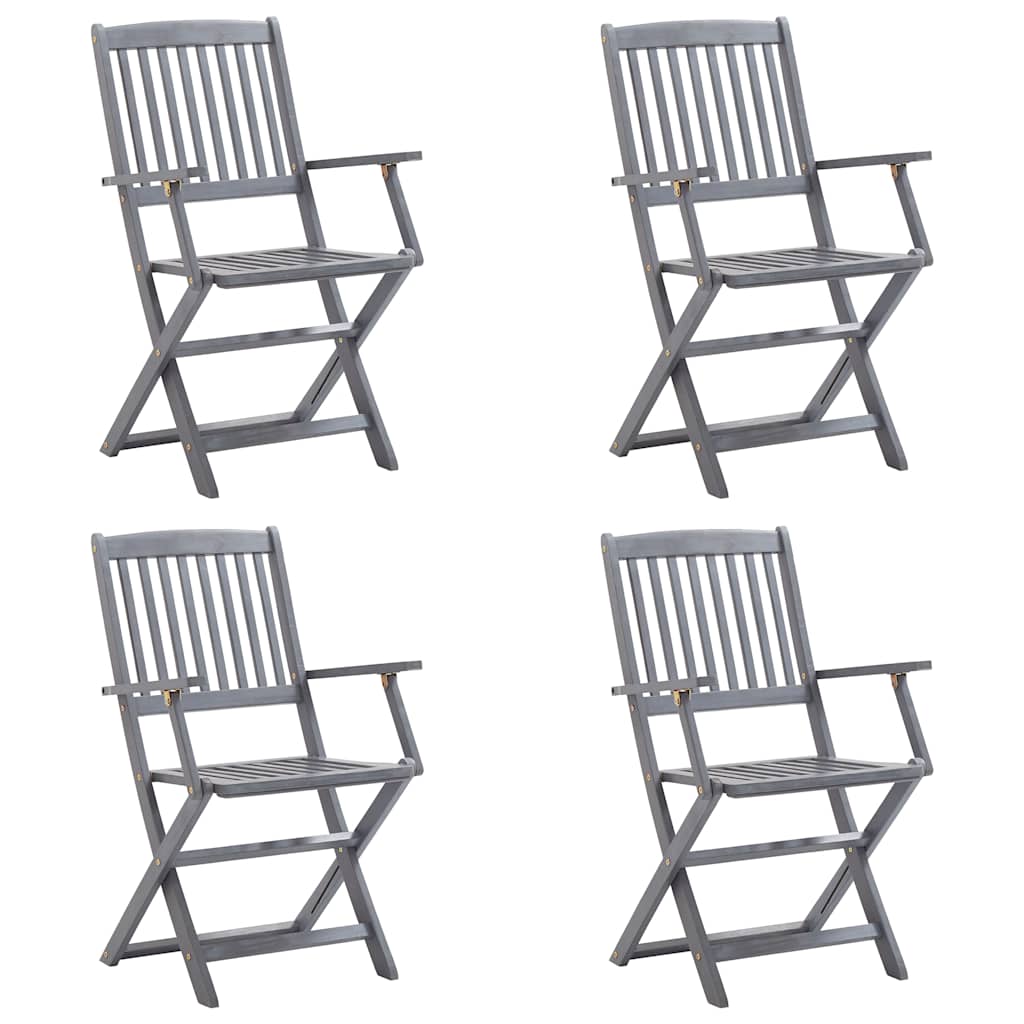 Καρέκλες Εξωτ. Χώρου Πτυσσόμενες 4 τεμ Ξύλο Ακακίας & Μαξιλάρια - PAKOBAZAAR