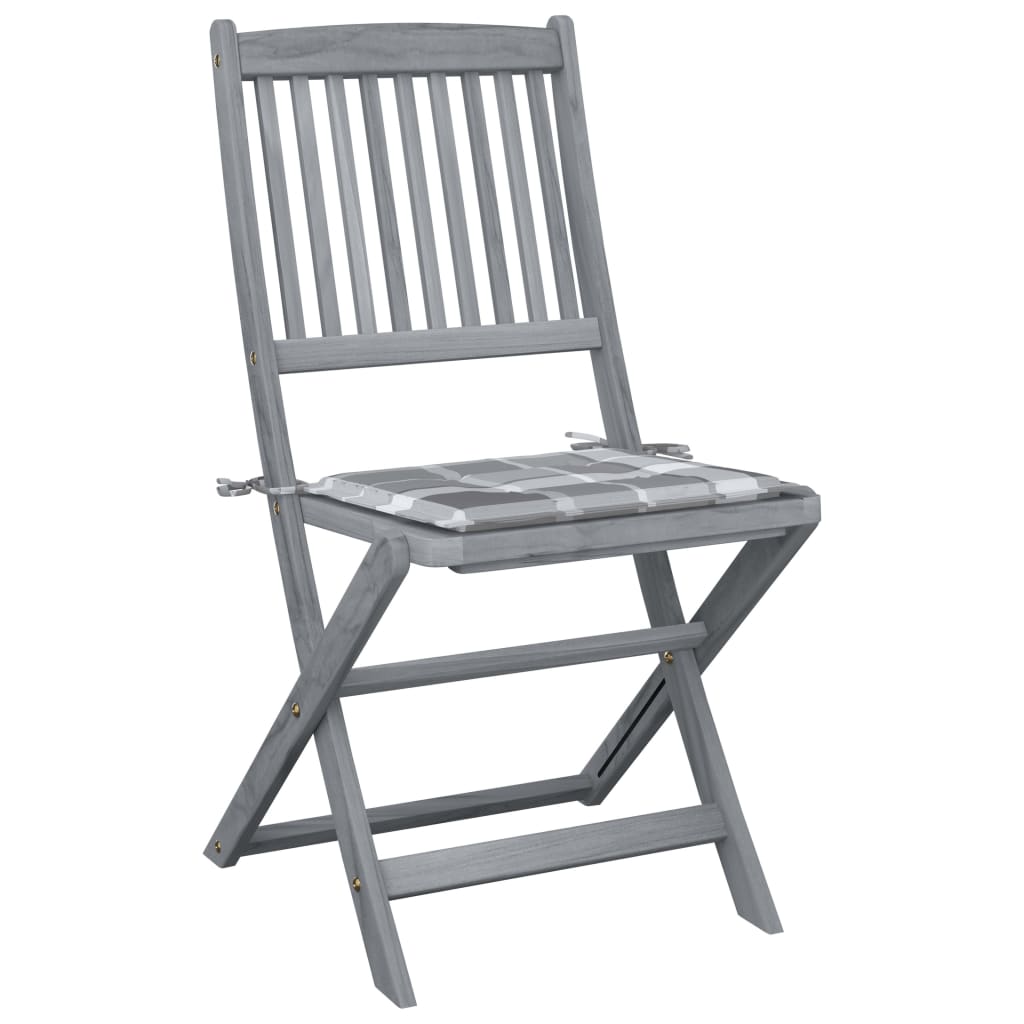 Καρέκλες Εξωτ. Χώρου Πτυσσόμενες 2 τεμ Ξύλο Ακακίας & Μαξιλάρια - PAKOBAZAAR