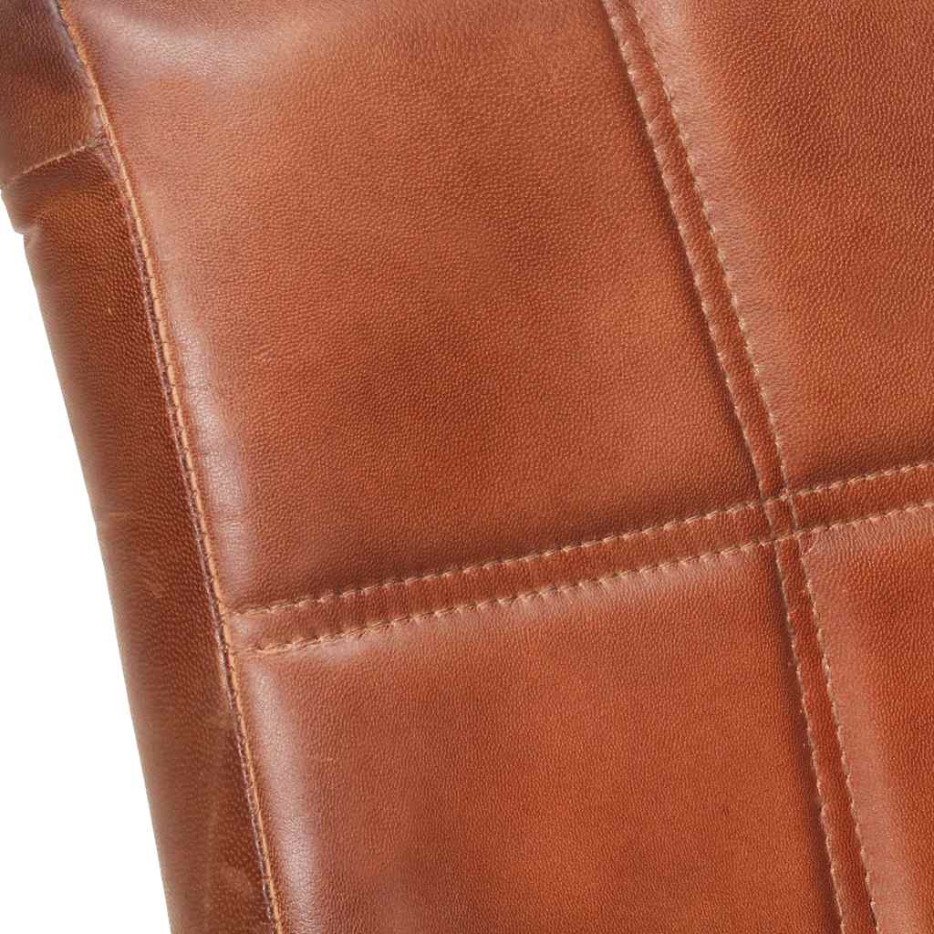 Καρέκλες Τραπεζαρίας «Πρόβολος» 4 τεμ. Καφέ από Γνήσιο Δέρμα