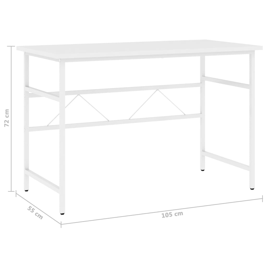 Γραφείο Υπολογιστή Λευκό 105 x 55 x 72 εκ. από MDF και Μέταλλο