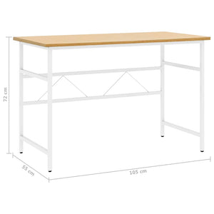 Γραφείο Υπολογιστή Λευκό/Ανοιχτ. Δρυς 105x55x72εκ MDF & Μέταλλο