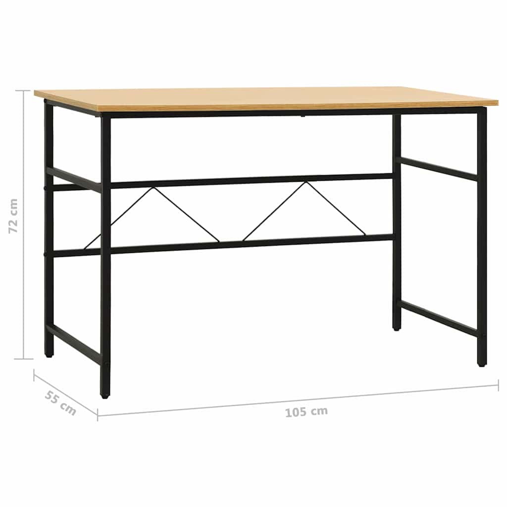 Γραφείο Υπολογιστή Μαύρο/Ανοιχτ. Δρυς 105x55x72εκ MDF & Μέταλλο
