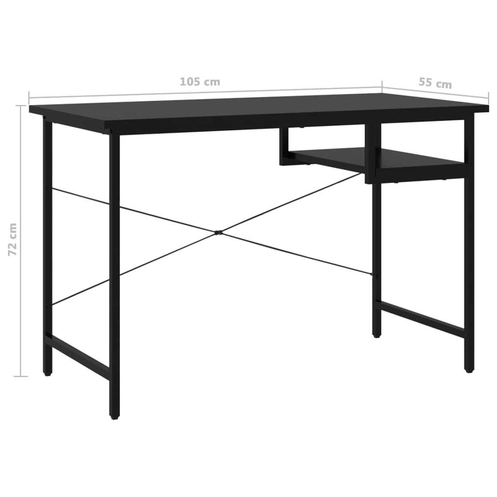 Γραφείο Υπολογιστή Μαύρο 105 x 55 x 72 εκ. από MDF και Μέταλλο