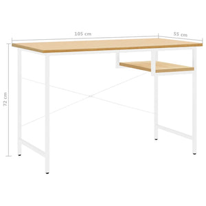 Γραφείο Υπολογιστή Λευκό/Ανοιχτ. Δρυς 105x55x72εκ MDF & Μέταλλο