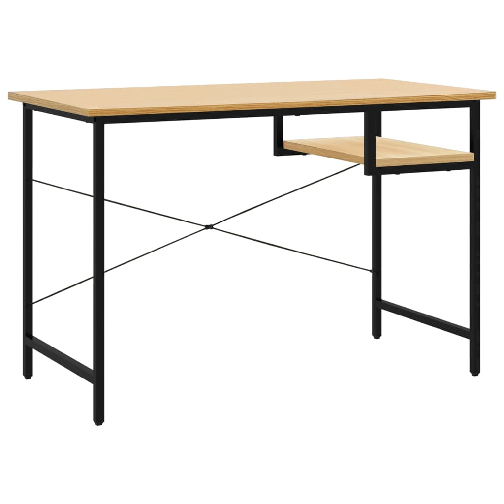 Γραφείο Υπολογιστή Μαύρο/Ανοιχτ. Δρυς 105x55x72εκ MDF & Μέταλλο