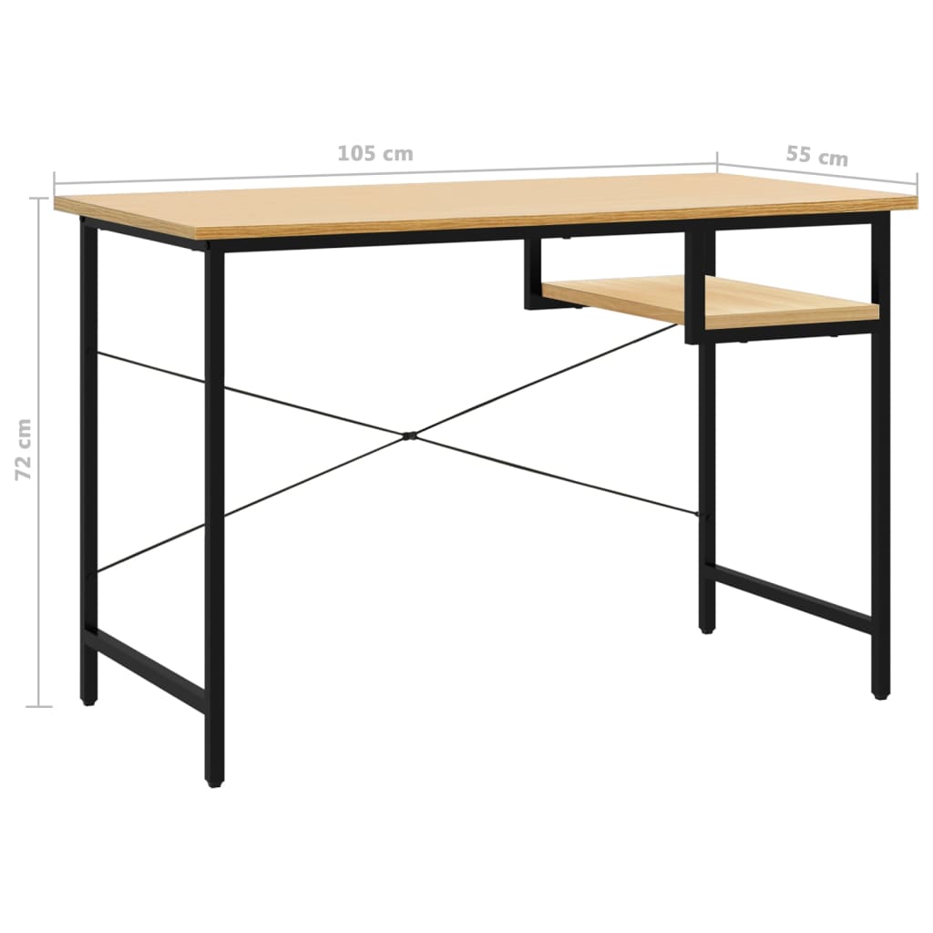 Γραφείο Υπολογιστή Μαύρο/Ανοιχτ. Δρυς 105x55x72εκ MDF & Μέταλλο
