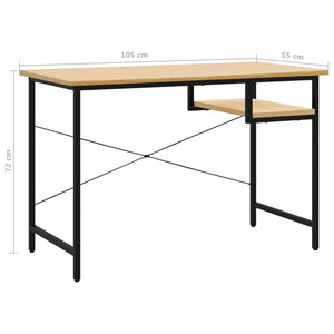 Γραφείο Υπολογιστή Μαύρο/Ανοιχτ. Δρυς 105x55x72εκ MDF & Μέταλλο