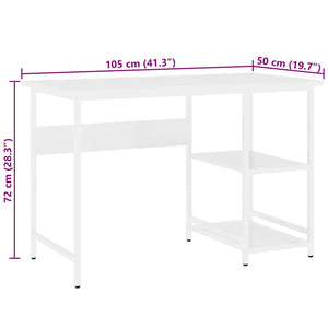 Γραφείο Υπολογιστή Λευκό 105 x 50 x 72 εκ. από MDF και Μέταλλο - PAKOBAZAAR