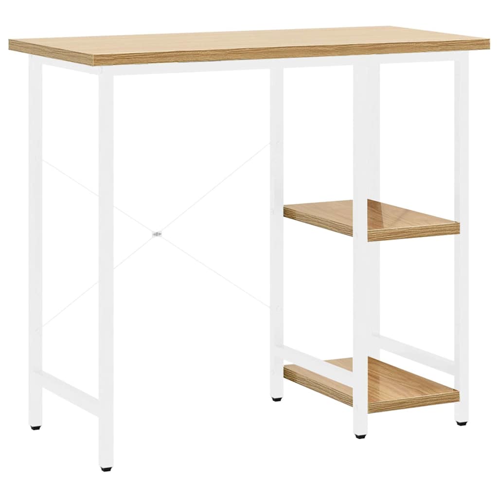 Γραφείο Υπολογιστή Λευκό/Ανοιχτ. Δρυς 80x40x72εκ MDF & Μέταλλο