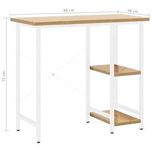 Γραφείο Υπολογιστή Λευκό/Ανοιχτ. Δρυς 80x40x72εκ MDF & Μέταλλο
