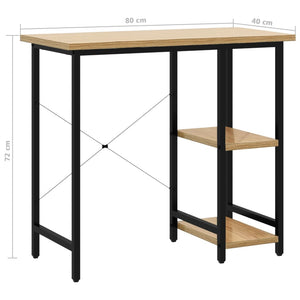 Γραφείο Υπολογιστή Μαύρο/Ανοιχτ. Δρυς 80x40x72εκ MDF & Μέταλλο - PAKOBAZAAR