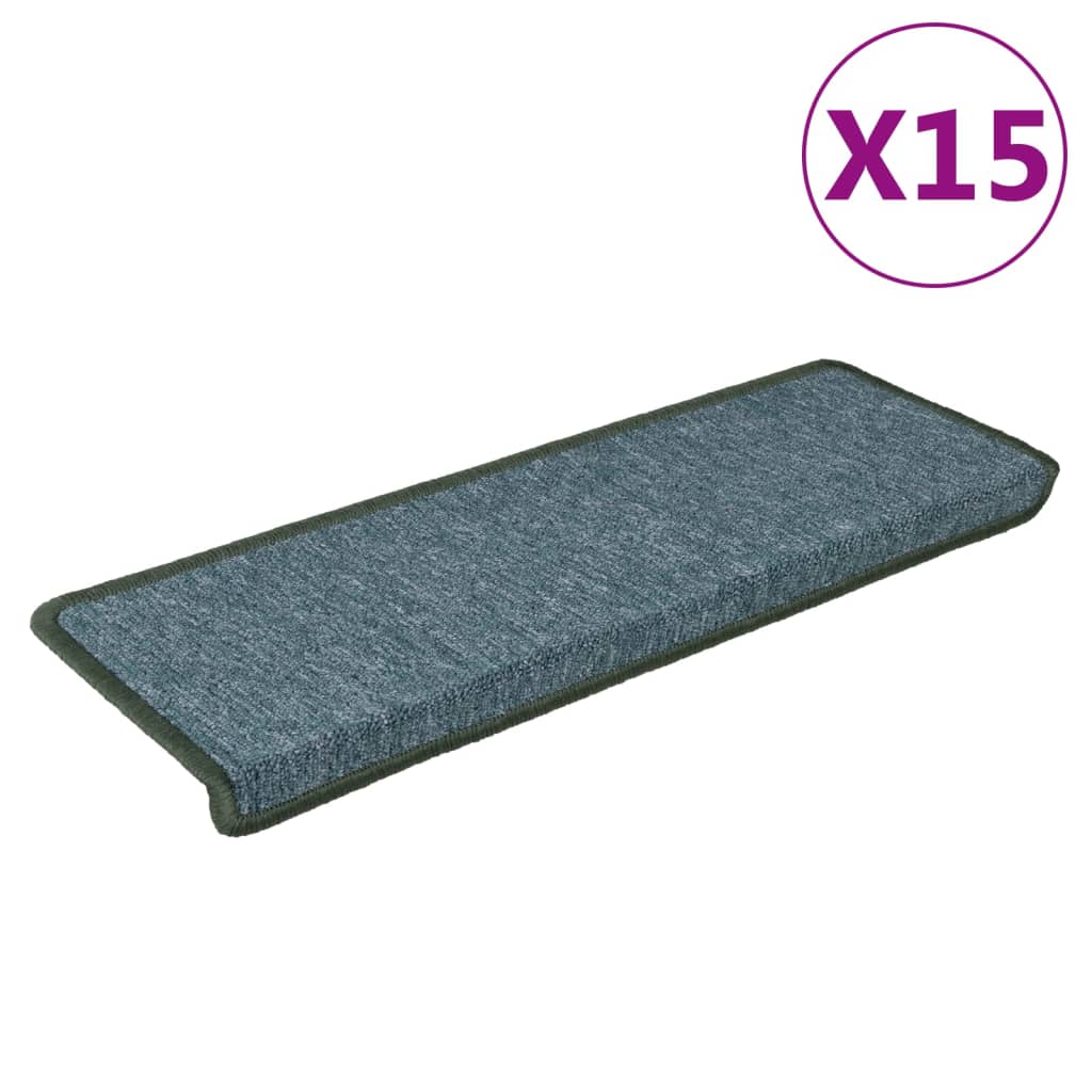 Πατάκια Σκαλοπατιών 15 τεμ. 65x21x4 εκ. Σκούρο Πράσινο με Ορθογώνια Άκρη