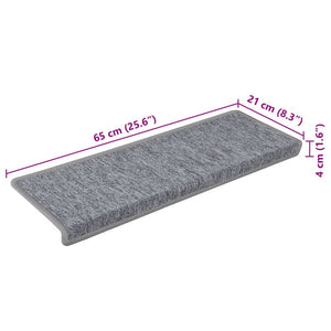 Πατάκια Σκαλιών 15 τεμ. Ανοιχτό Γκρι 65x21x4 εκ. με Ορθογώνια Άκρη
