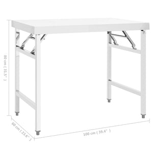 Πάγκος Εργασίας Κουζίνας Πτυσσόμενος 100x60x80 εκ. Ανοξ. Ατσάλι