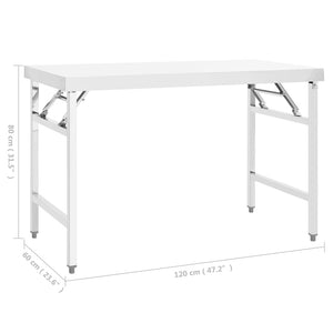 Πάγκος Εργασίας Κουζίνας Πτυσσόμενος 120x60x80 εκ. Ανοξ. Ατσάλι