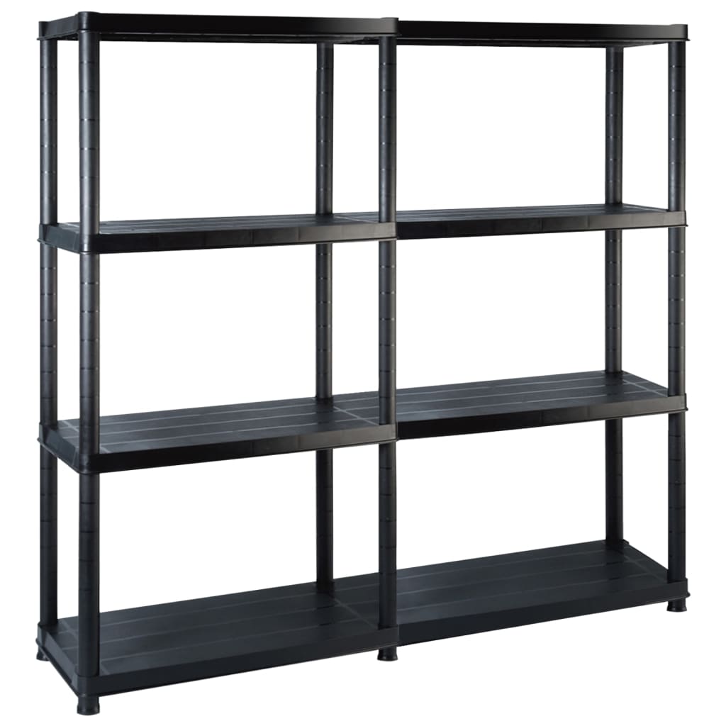 Ραφιέρα Αποθήκευσης 4 Επιπέδων Μαύρη 122x30,5x130 εκ. Πλαστική - PAKOBAZAAR