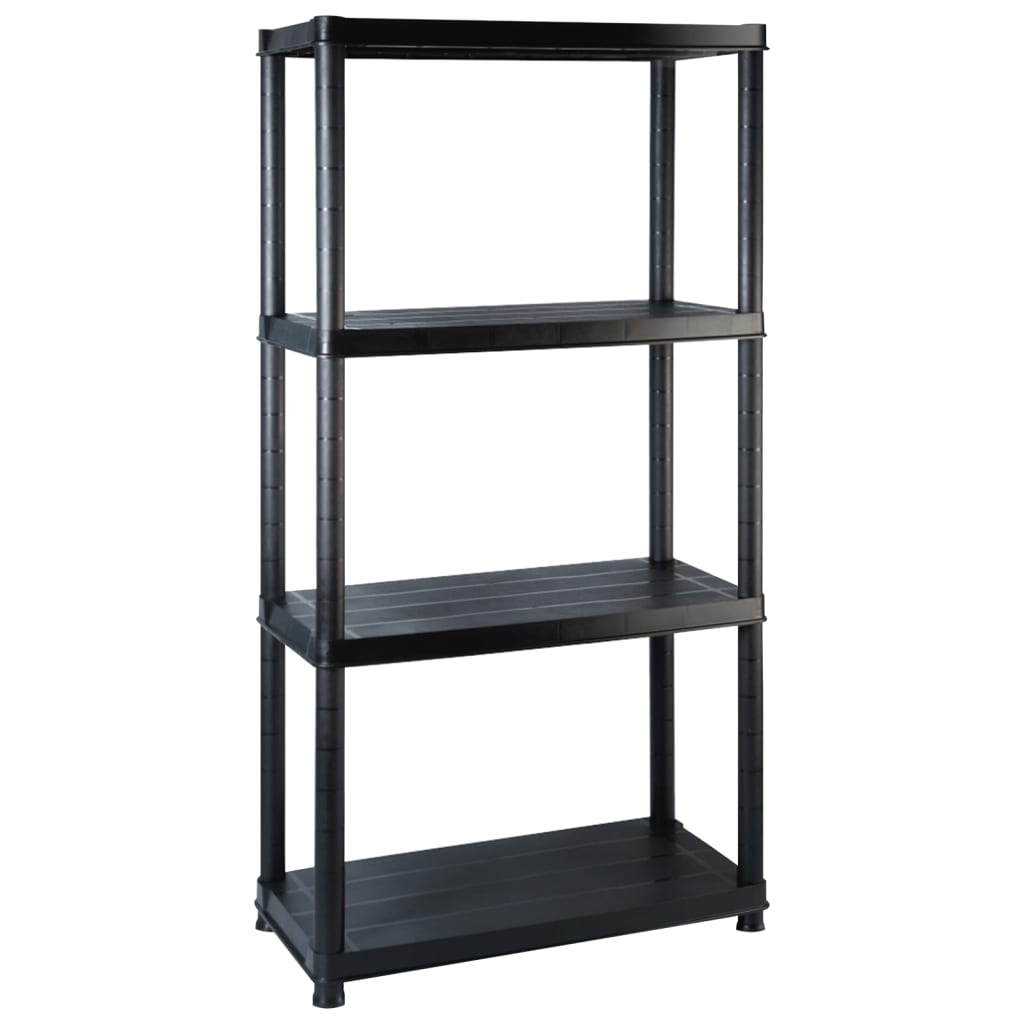 Ραφιέρα Αποθήκευσης 4 Επιπέδων Μαύρη 122x30,5x130 εκ. Πλαστική - PAKOBAZAAR