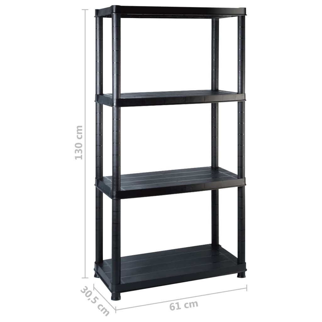 Ραφιέρα Αποθήκευσης 4 Επιπέδων Μαύρη 122x30,5x130 εκ. Πλαστική - PAKOBAZAAR