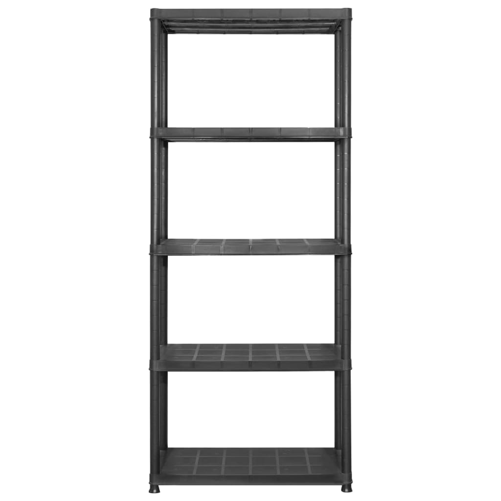 Ραφιέρα Αποθήκευσης 5 Επιπέδων Μαύρη 142x38x170 εκ. Πλαστική - PAKOBAZAAR
