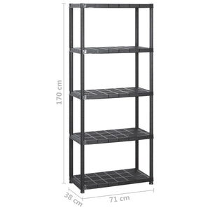 Ραφιέρα Αποθήκευσης 5 Επιπέδων Μαύρη 142x38x170 εκ. Πλαστική - PAKOBAZAAR