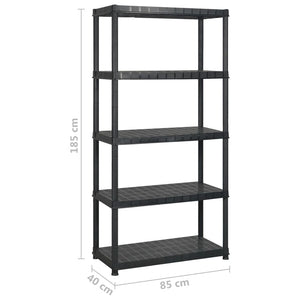 Ραφιέρα Αποθήκευσης 5 Επιπέδων Μαύρη 170 x 40 x 185 εκ Πλαστική - PAKOBAZAAR